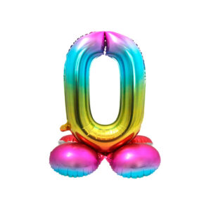 Folienballon mit Basis 0 Rainbow