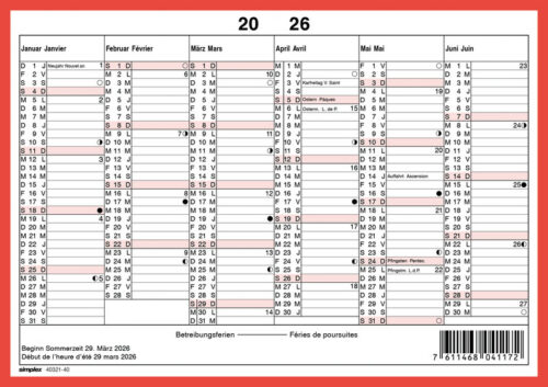 Wandkalender 6M/1S A5 quer