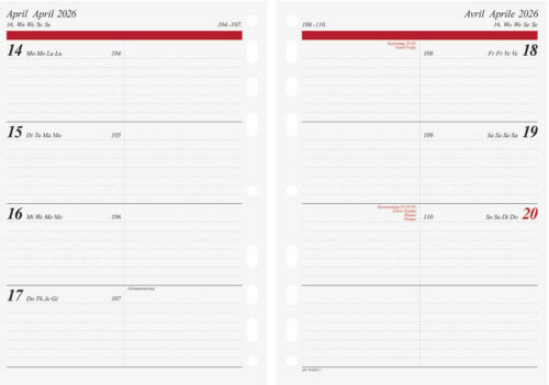 Wochenkalender Timing 1 1W/2S