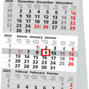 3-Monats-Tischkalender mit Kartonsteller