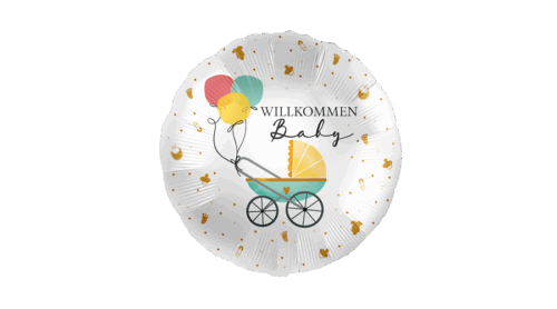 Folienballon Willkommen Baby Wagen
