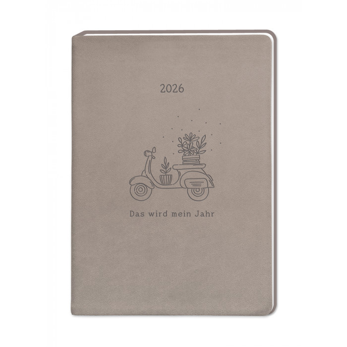 Terminplaner 2026 Lederlook Taupe