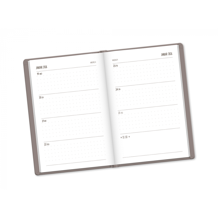 Terminplaner 2026 Lederlook Taupe – Bild 2