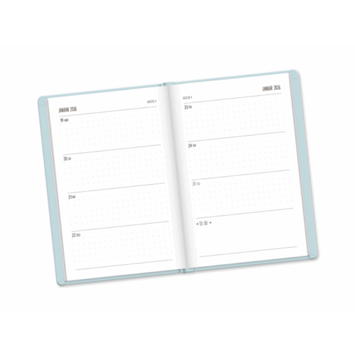 Terminplaner 2026 Lederlook Hellblau – Bild 2