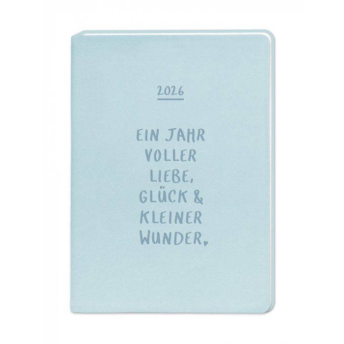 Terminplaner 2026 Lederlook Hellblau