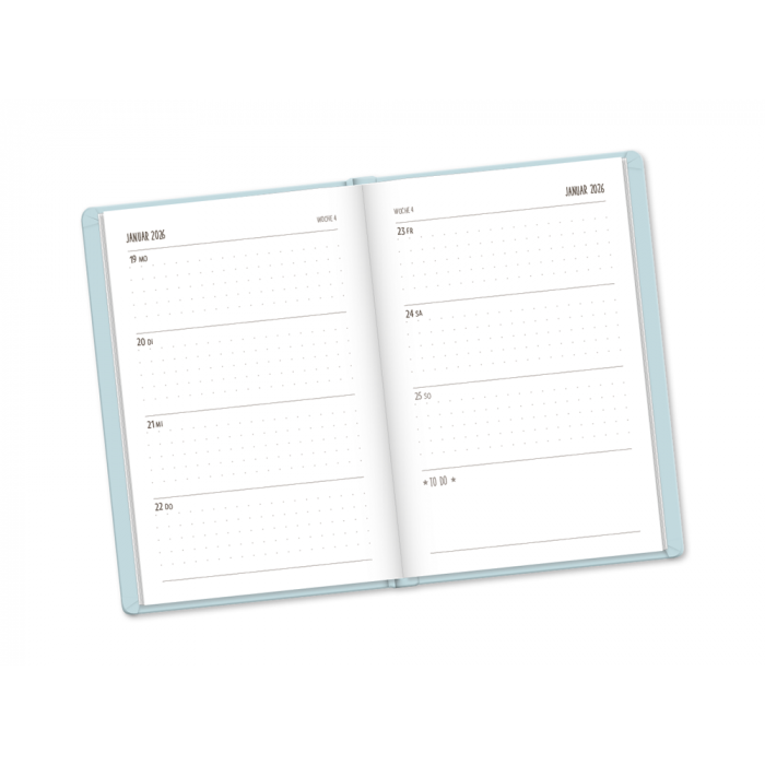 Terminplaner 2026 Lederlook Hellblau – Bild 2