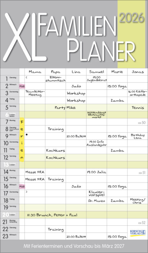 XL Familienplaner Pastell