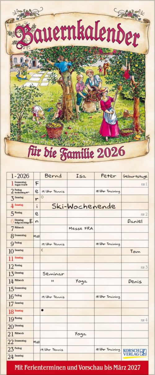 Bauernkalender für die Familie