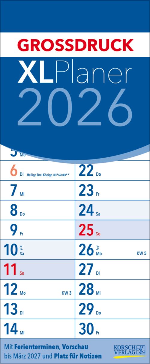 XL Planer Großdruck