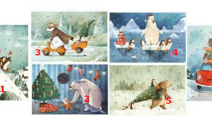 Adventskalender-Karte kleine Freunde