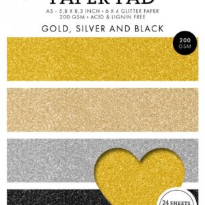 Folienpapierblock Gold, Silber und schwarz