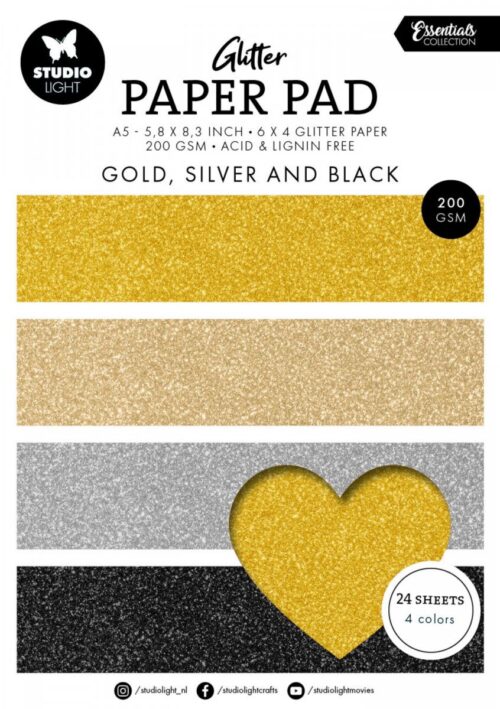 Folienpapierblock Gold, Silber und schwarz