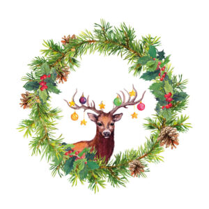 WH-Servietten wreath with deer 33x33cm