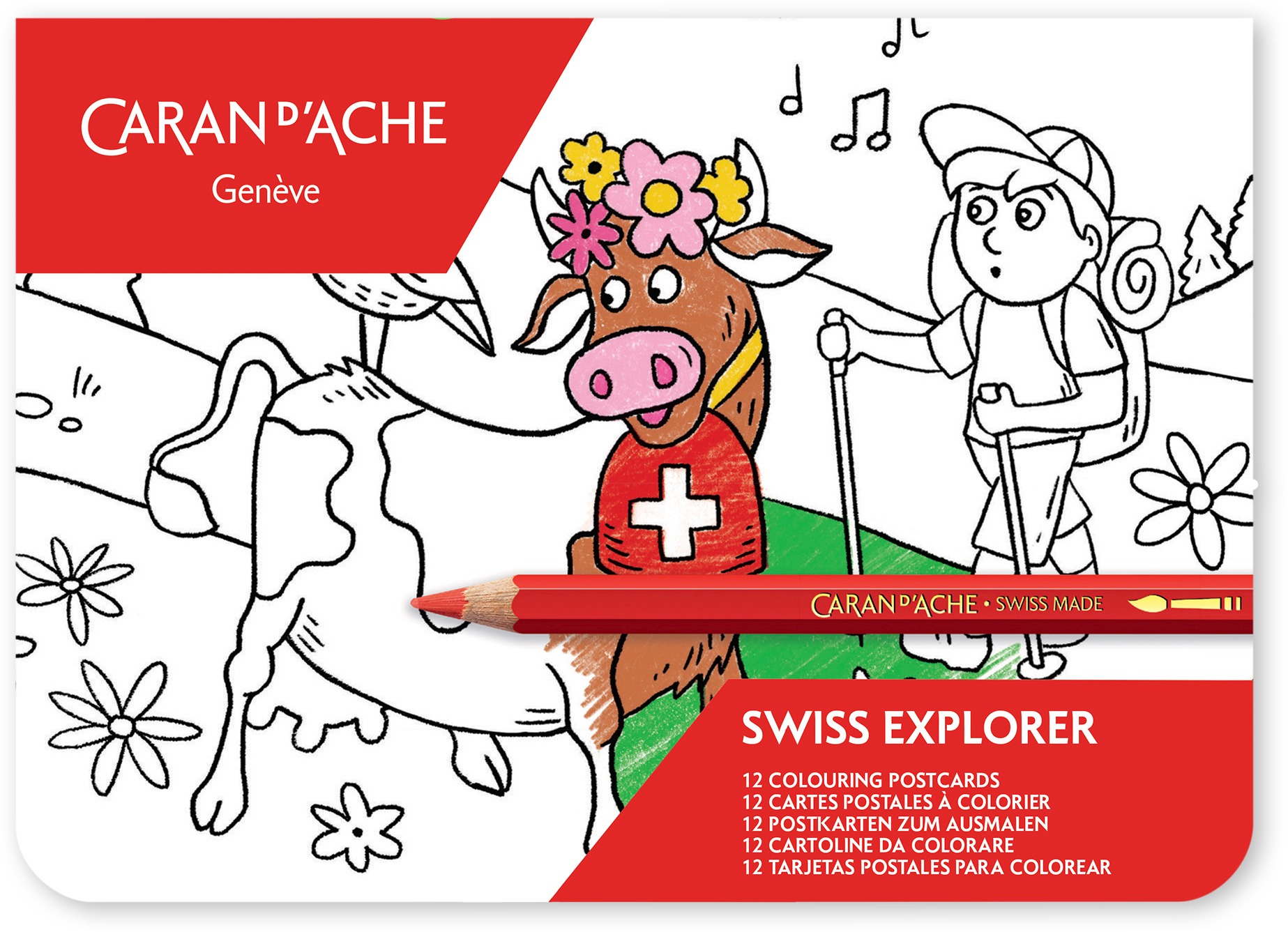 CARAN D'ACHE Postkarten zum Ausmalen Schweiz