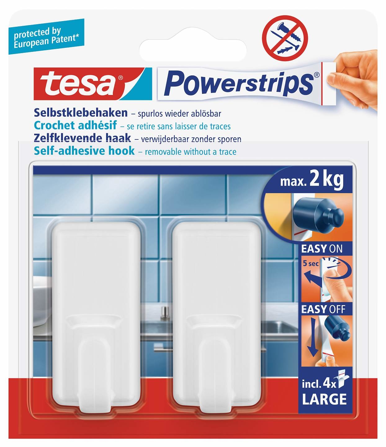 Powerstrips Haken L clas. weis