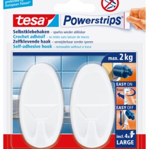 Powerstrips Haken L oval weiss