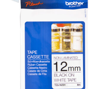 P-touch Band 12mm weiss-schwar