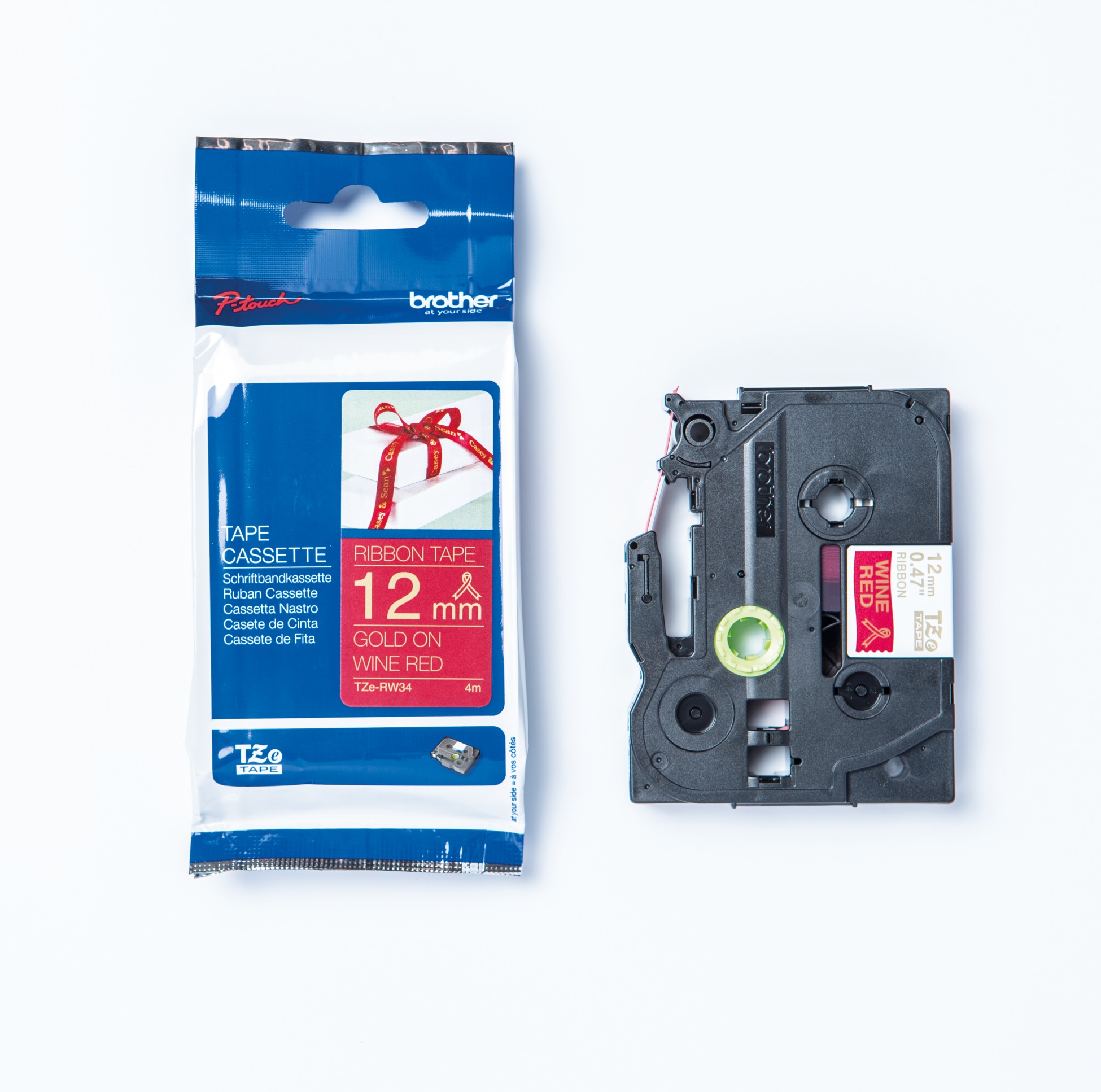 P-touch Band 12mm rot-gold