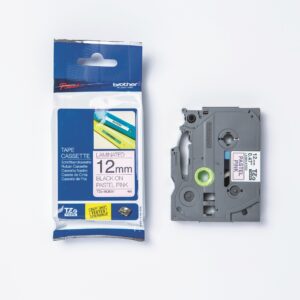 P-touch Band 12mm pink-schwarz