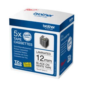 P-touch Band 12mm weiss-schwa.