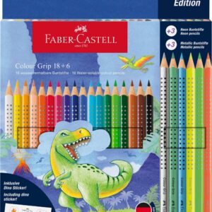 FABER-CASTELL Dreikant-Buntstifte Colour GRIP Dino, 18+6