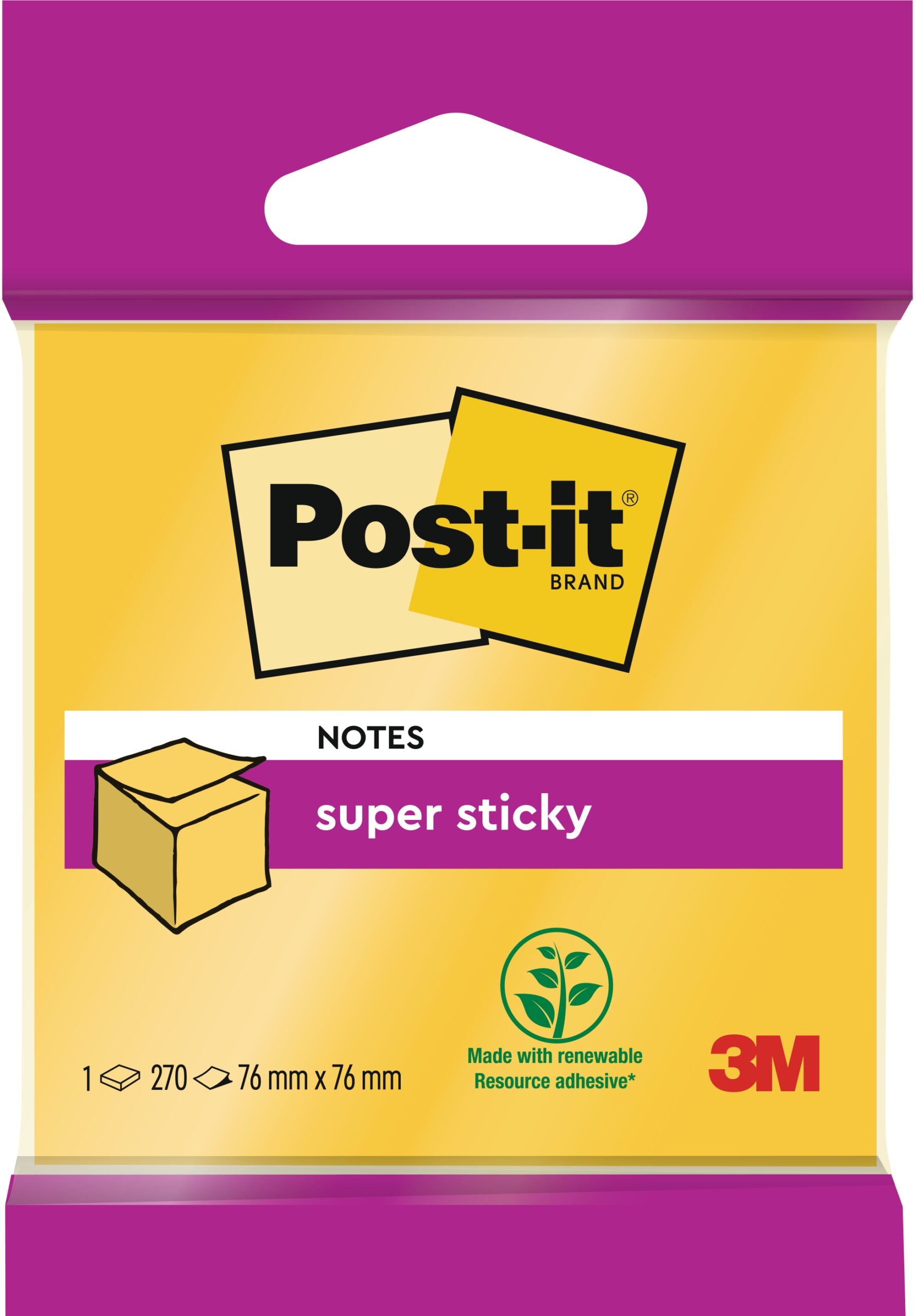 Super Sticky Würfel 76x76 gelb