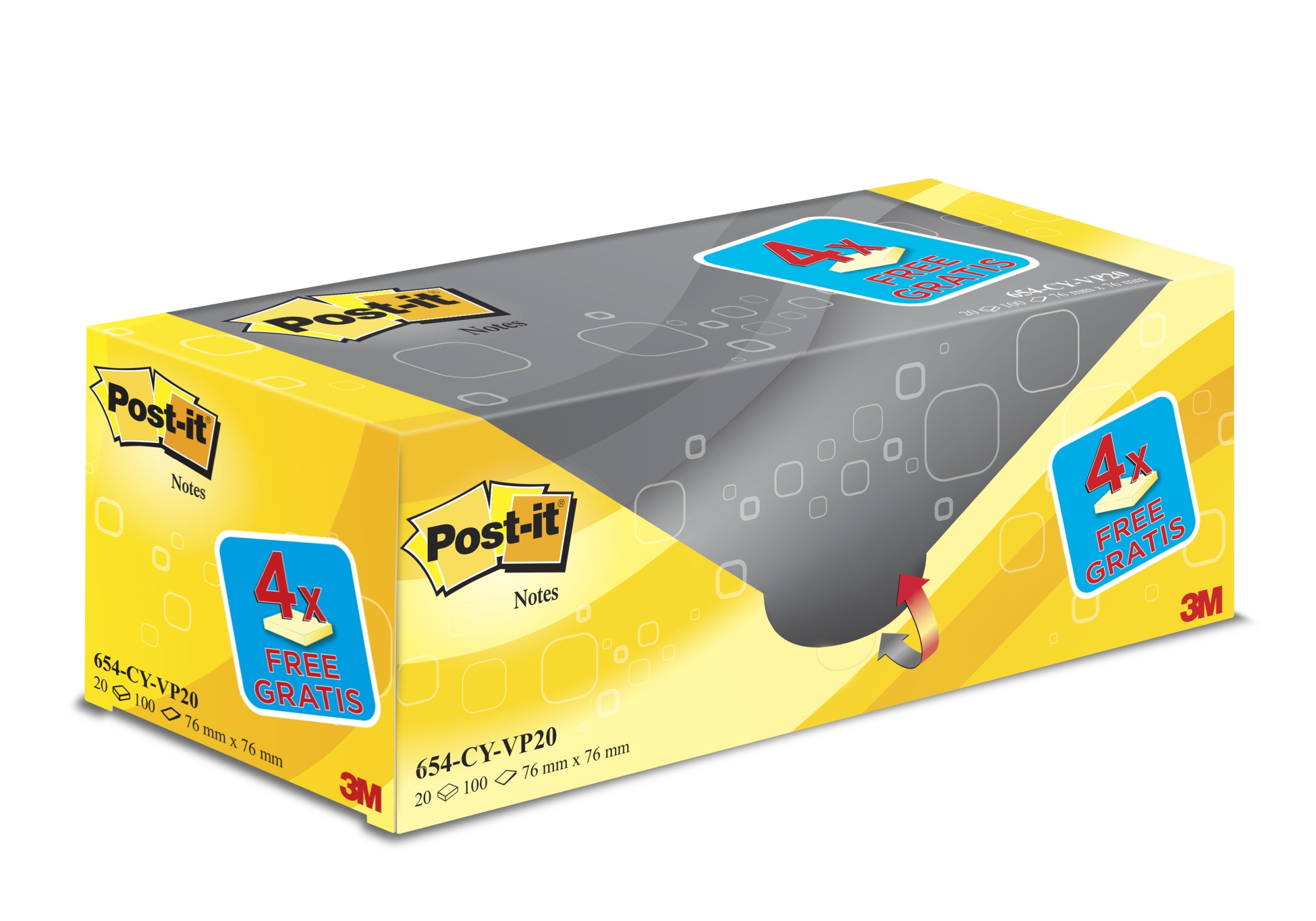 Post-it Box 654 76x76 gelb