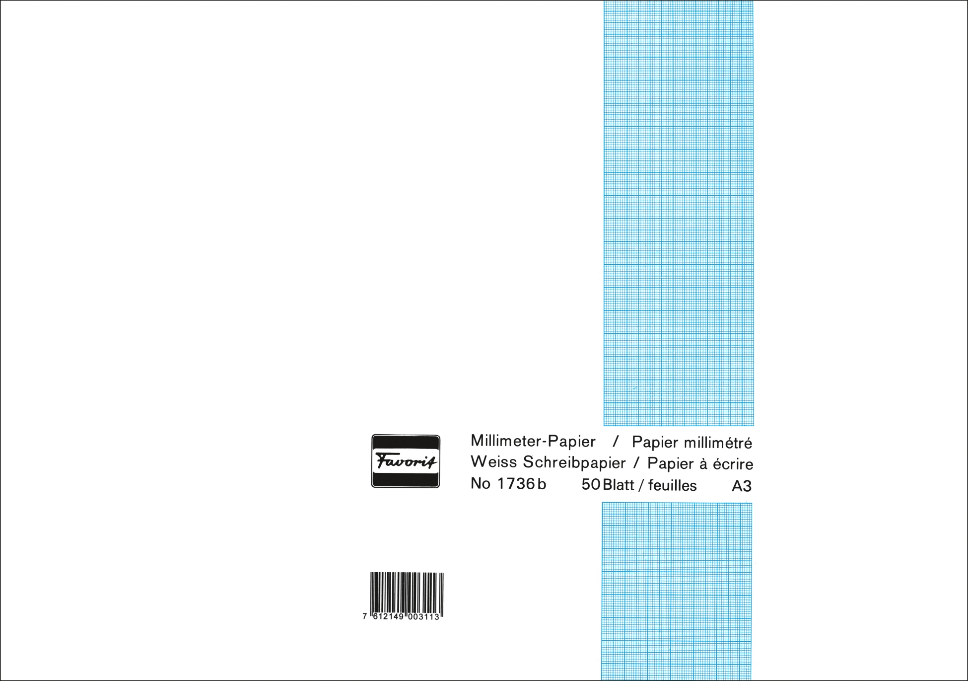 MM-Block A3 80g 50Bl blau