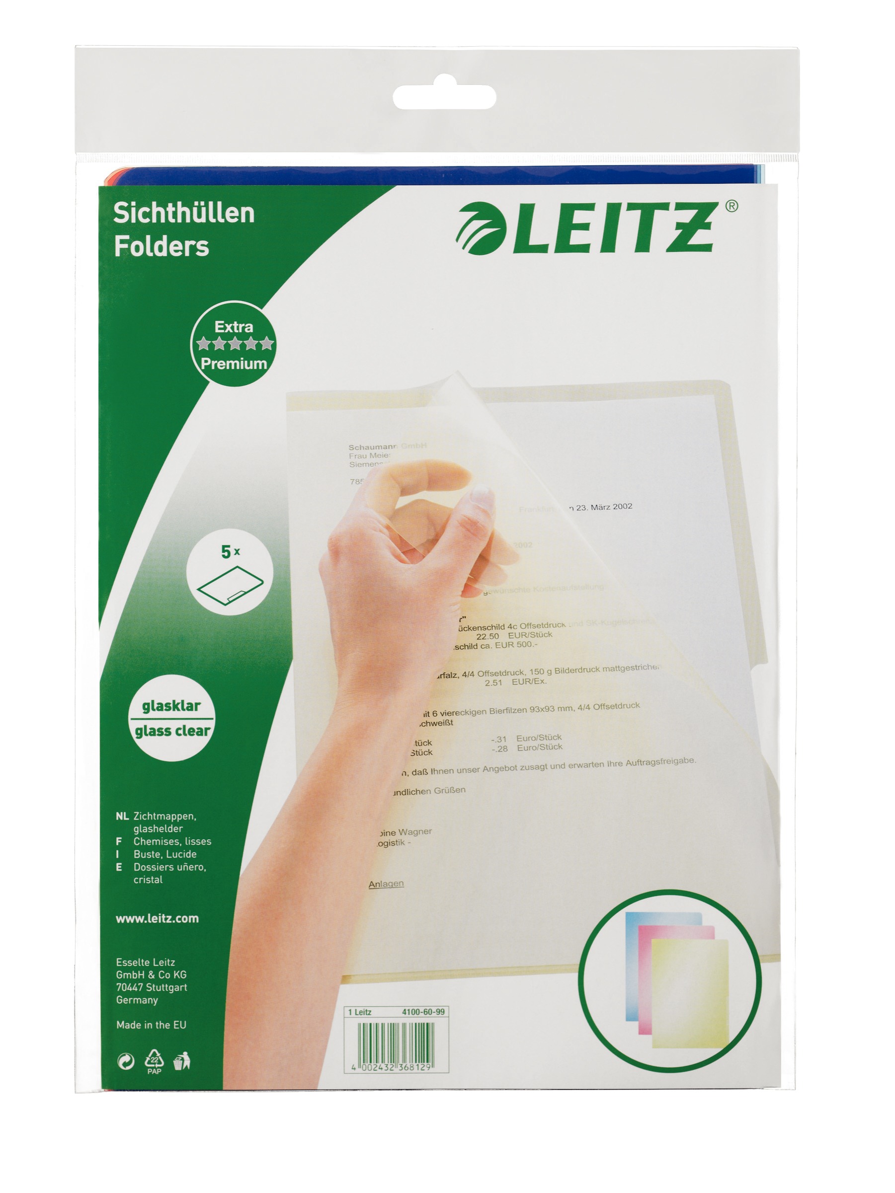 LEITZ Premium Sichtmappe PVC A4