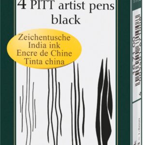 PITT artist pen Etui schwarz 4 Spitzen