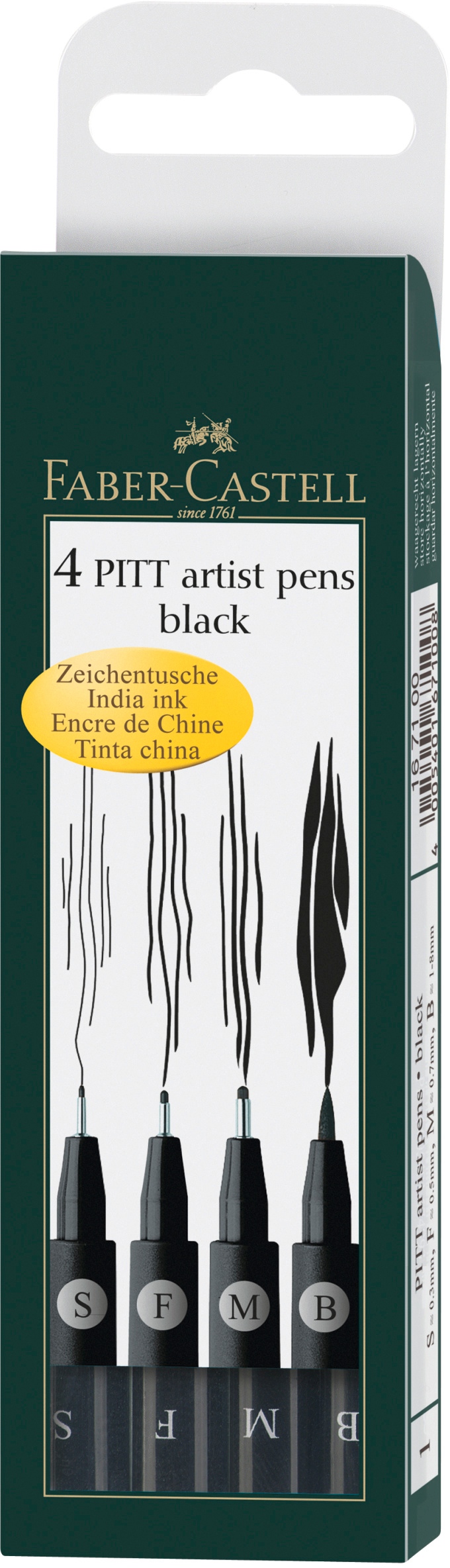PITT artist pen Etui schwarz 4 Spitzen