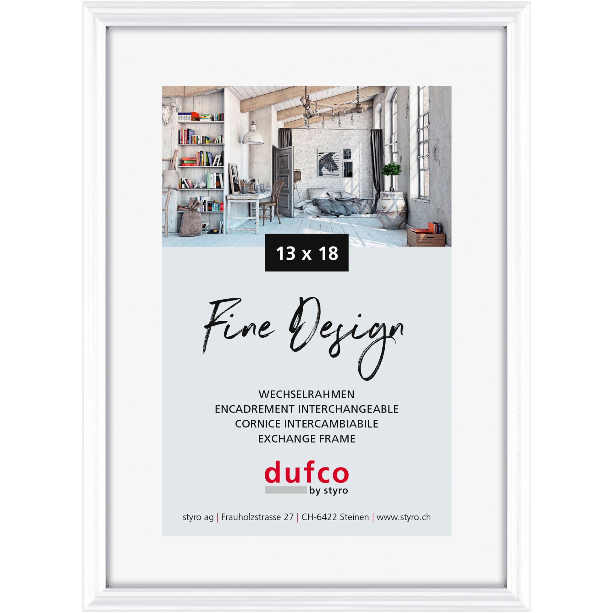 Wechselrahmen Kunststoff weiss 13x18