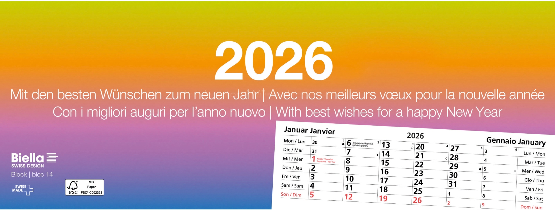 Monatsblock 14 quer 24x9