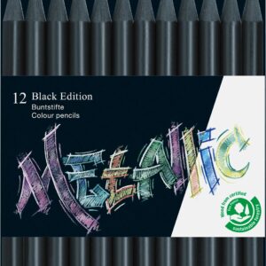 FABER-CASTELL Dreikant-Buntstifte Black Edition, 12er Etui