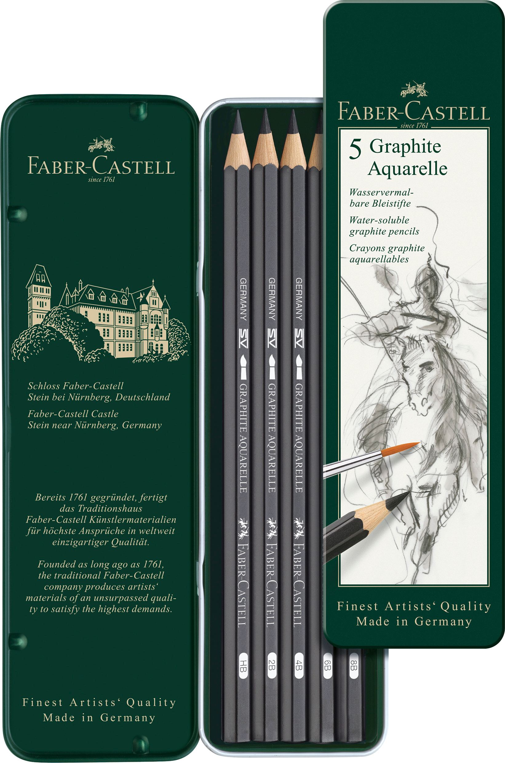 5 Graphit Aquarelle Bleistifte