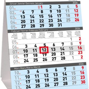 3-Monats-Tischkalender mit Kartonsteller