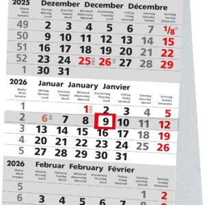 3-Monats-Tischkalender mit Kartonsteller