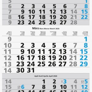 3-Monats-Wandkalender international